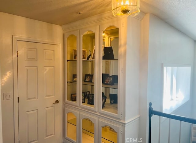 details with a textured ceiling