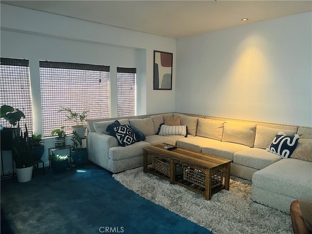 living room with carpet floors