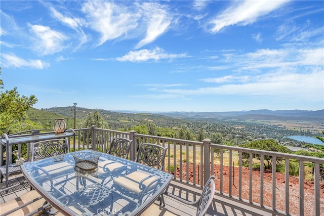 deck featuring a mountain view