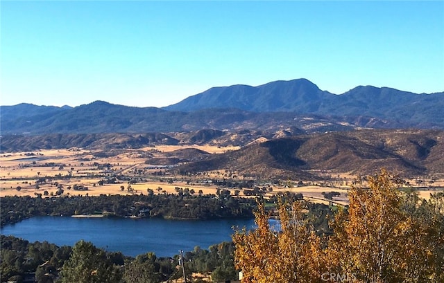 view of mountain feature with a water view