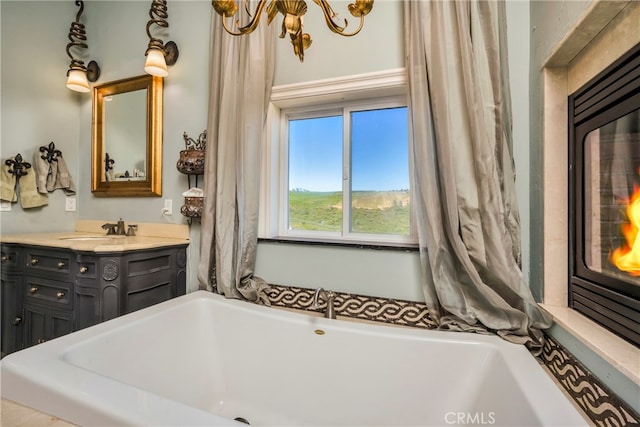 bathroom featuring vanity and a bathtub