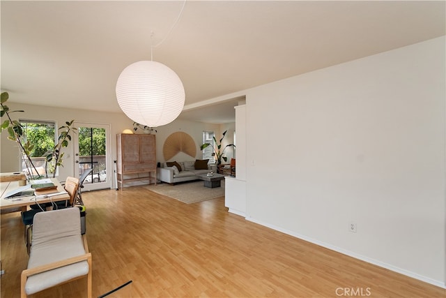 living room with light wood-type flooring