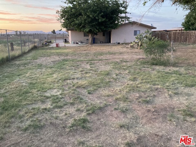 view of yard at dusk