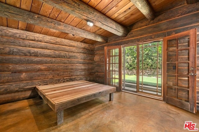 interior space with wood ceiling