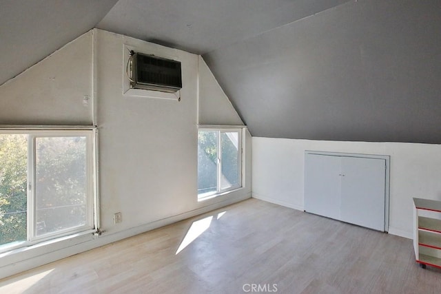 additional living space featuring light hardwood / wood-style flooring, a wealth of natural light, and lofted ceiling