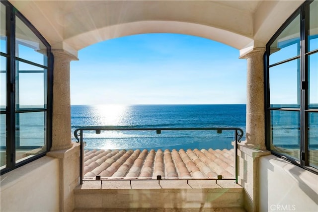 balcony with a water view