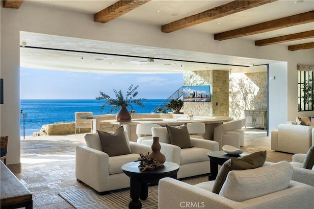 lobby with a water view