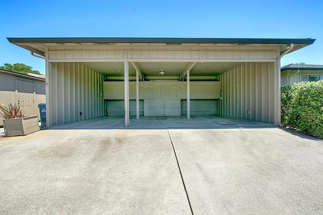 garage with a carport