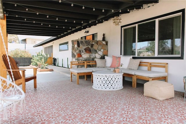 view of patio featuring outdoor lounge area