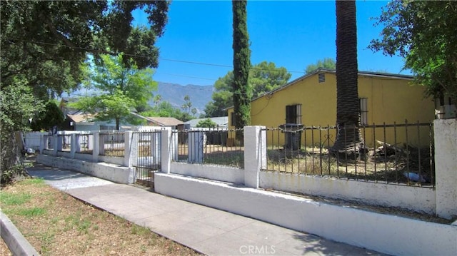 exterior space featuring a mountain view