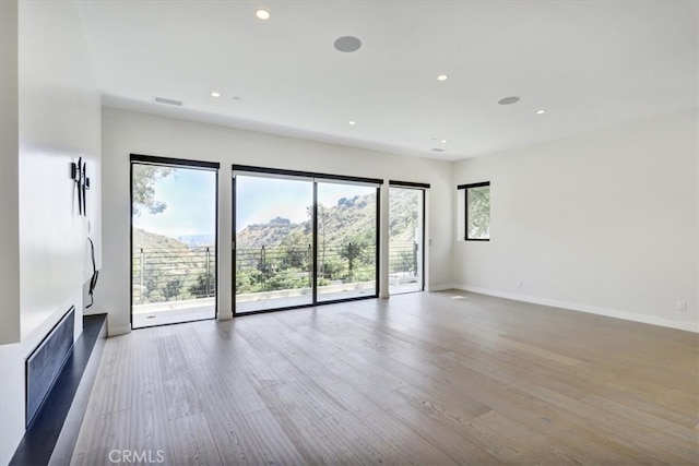 spare room with plenty of natural light and light hardwood / wood-style floors