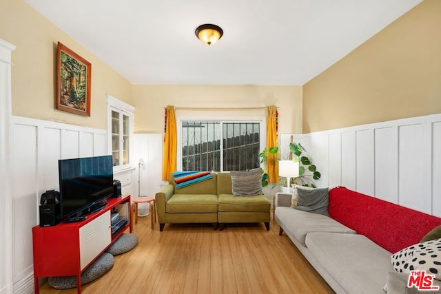 living room featuring light hardwood / wood-style floors