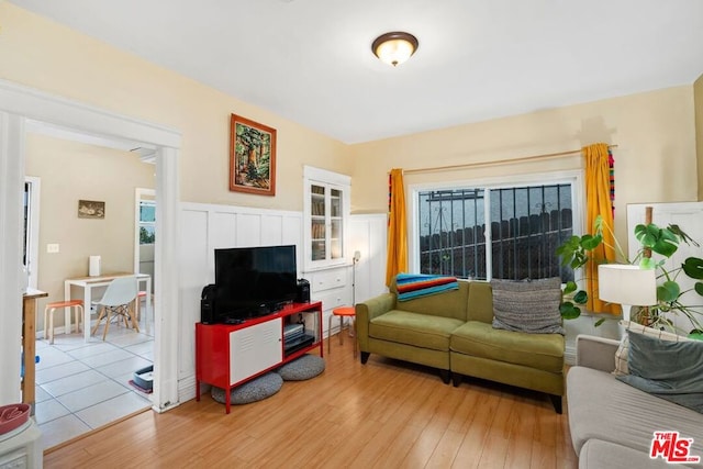 living room with hardwood / wood-style flooring