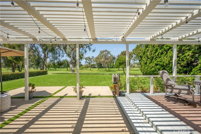 view of patio / terrace featuring a pergola