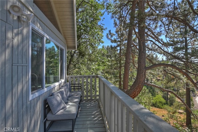 wooden balcony with a deck