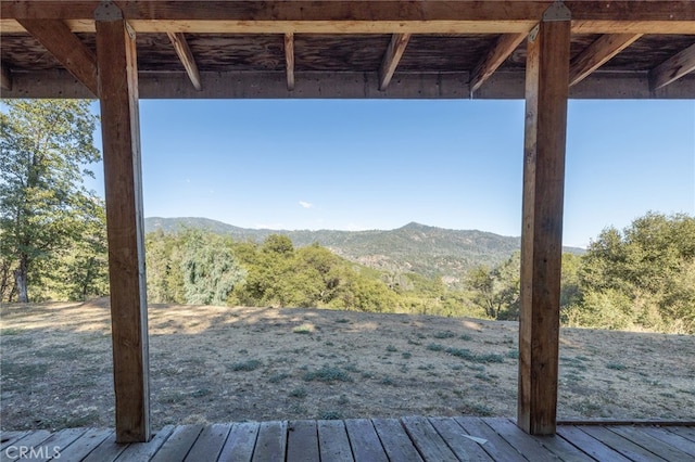 deck with a mountain view