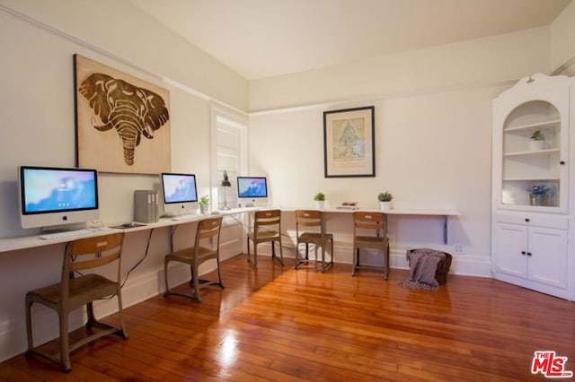 office space featuring hardwood / wood-style floors