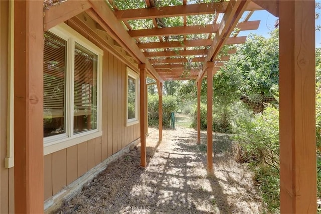 view of patio featuring a pergola