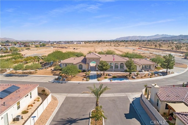 bird's eye view with a mountain view