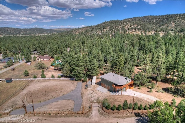 birds eye view of property featuring a mountain view