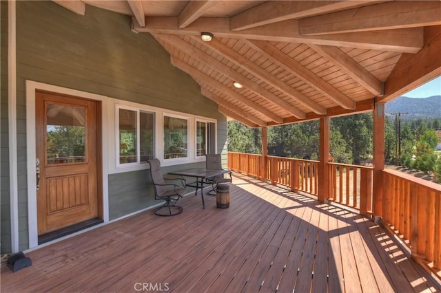 deck with a mountain view