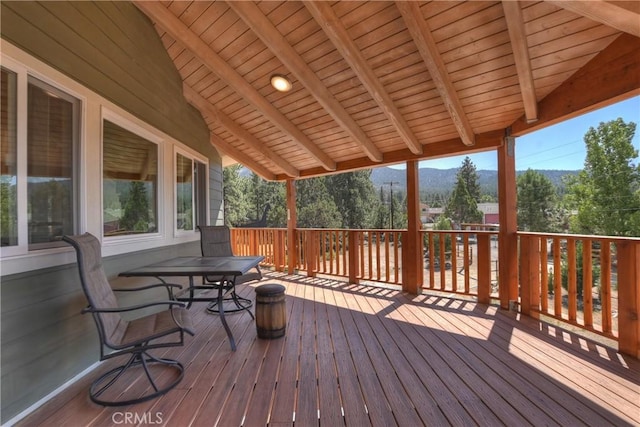 deck with a mountain view