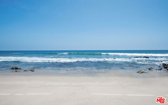 view of water feature with a view of the beach