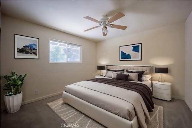 bedroom featuring ceiling fan