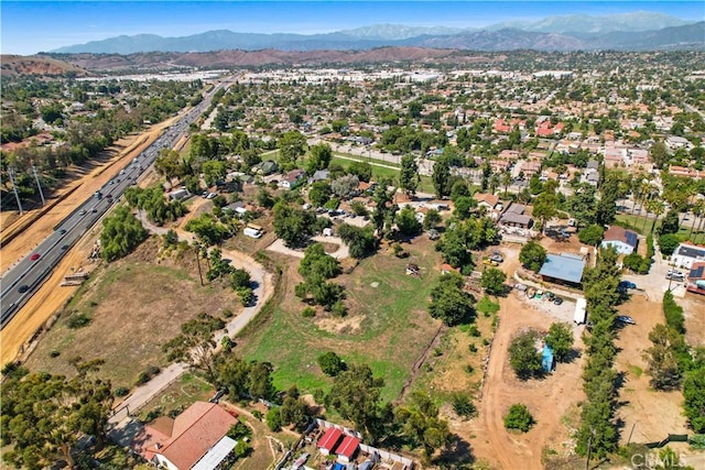 bird's eye view with a mountain view