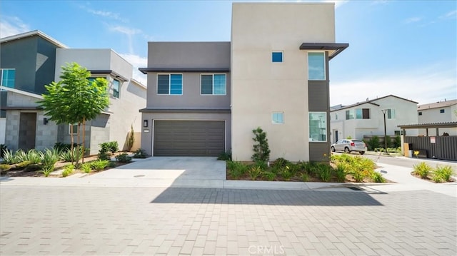 contemporary home with a garage