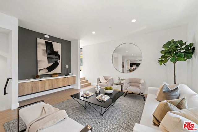 living room with light wood-type flooring