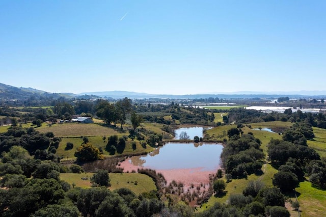 aerial view with a water and mountain view