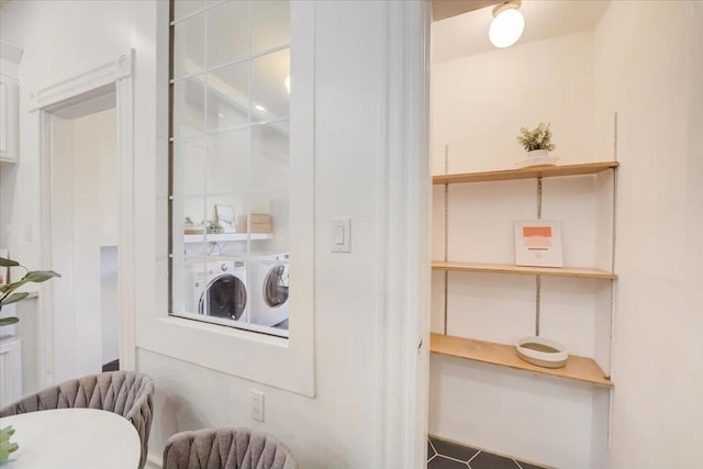 interior space with washing machine and dryer