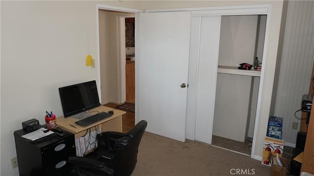 home office featuring carpet flooring