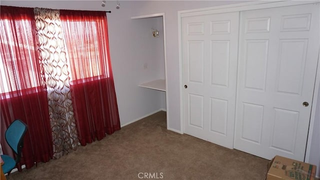 bedroom with a closet and carpet flooring