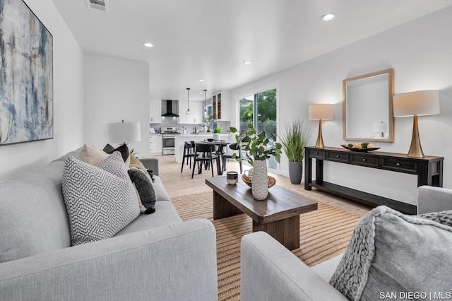 living room featuring light hardwood / wood-style floors