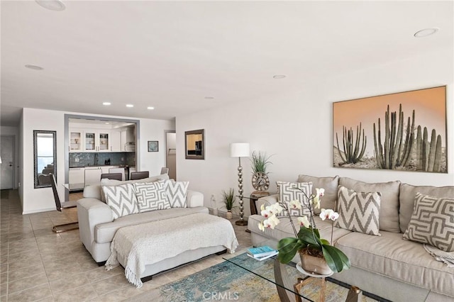 view of tiled living room