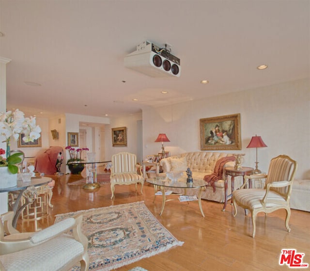 living room featuring light hardwood / wood-style floors