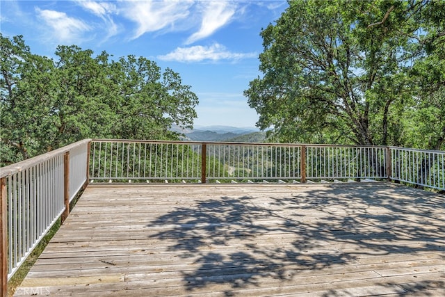 deck with a mountain view