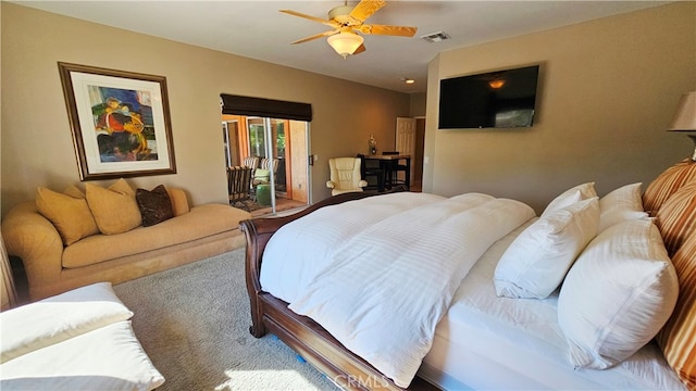 bedroom with carpet and ceiling fan