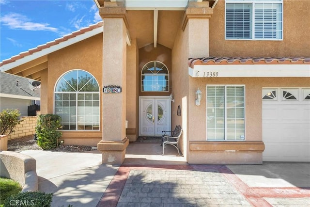 entrance to property with a garage