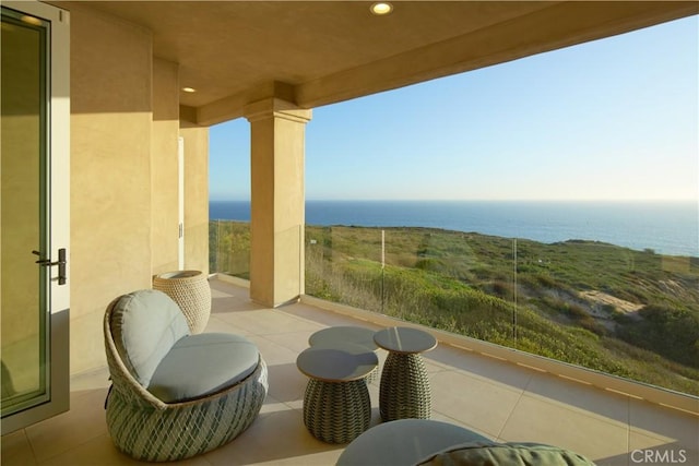 balcony with a water view