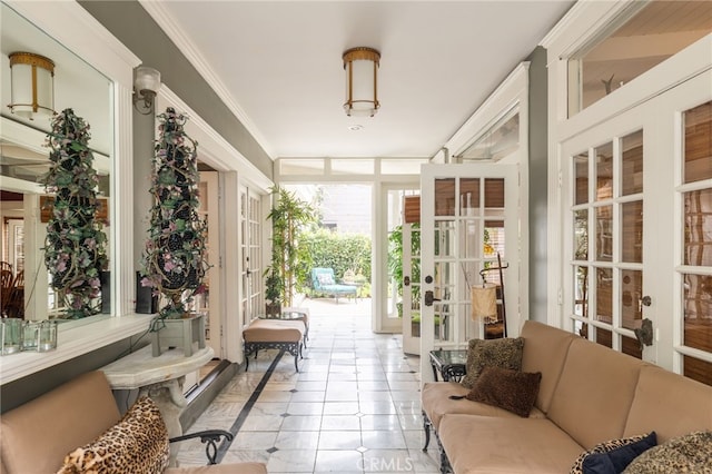 sunroom with french doors