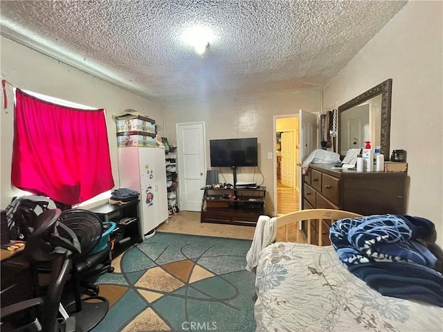 bedroom with a textured ceiling