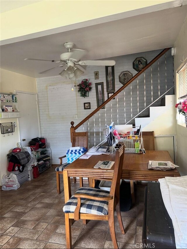 2922 Radnor Ave, Long Beach, CA 90815 - dining room with a ceiling fan and stairs