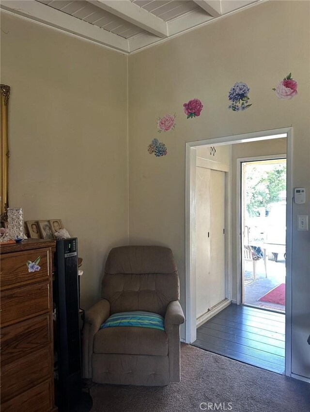 2922 Radnor Ave, Long Beach, CA 90815 - living area with carpet flooring and beamed ceiling