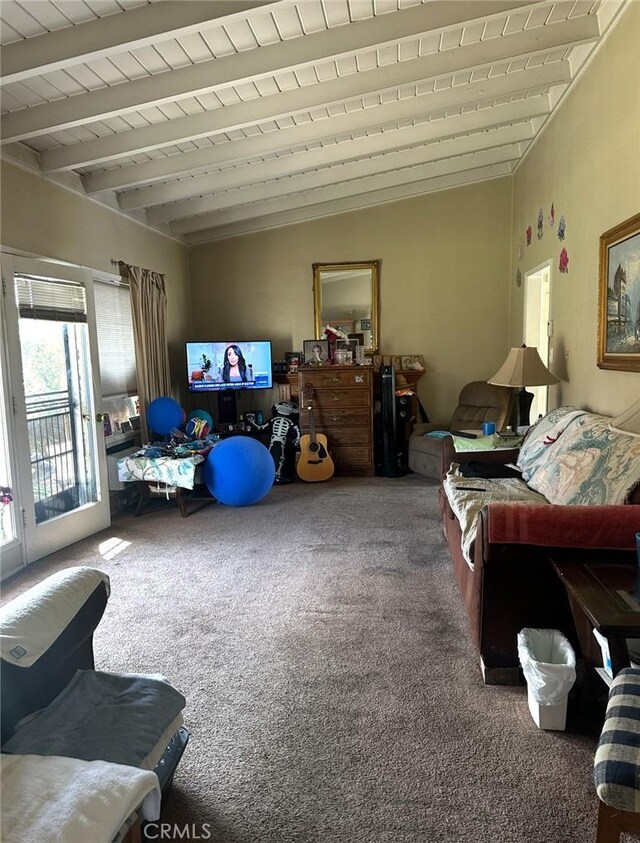 2922 Radnor Ave, Long Beach, CA 90815 - living room featuring carpet and beam ceiling