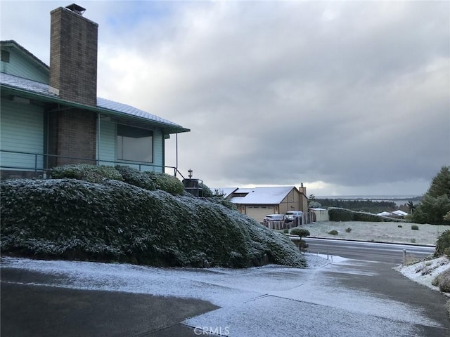 view of snow covered exterior