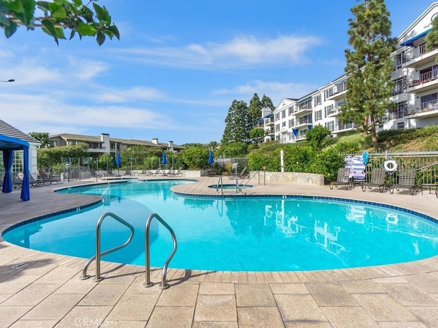 view of pool featuring a patio