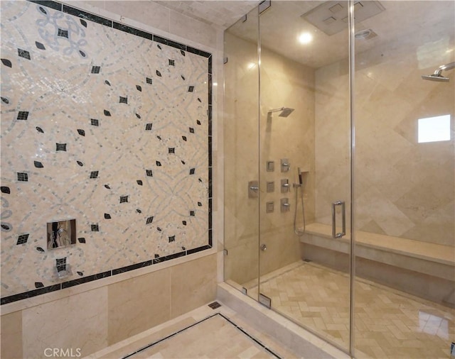 bathroom featuring a stall shower